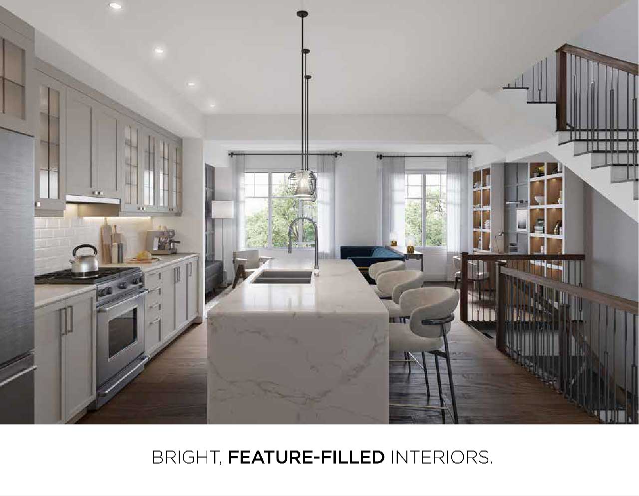 BRIGHT, FEATURE-FILLED INTERIORS. 